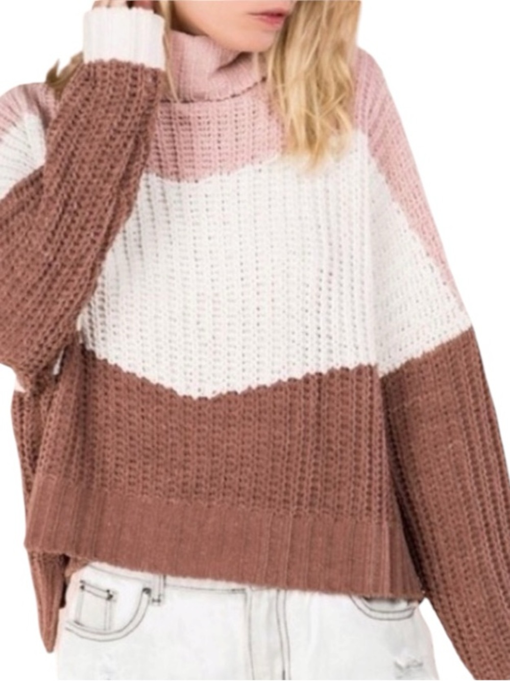 **NWOT** POL Colorblock Cowl Neck Sweater